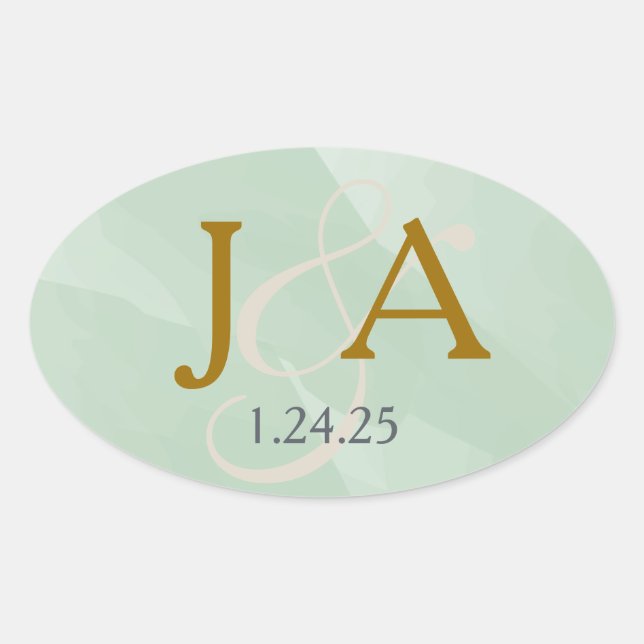 Étiquette de monogramme vert (Devant)
