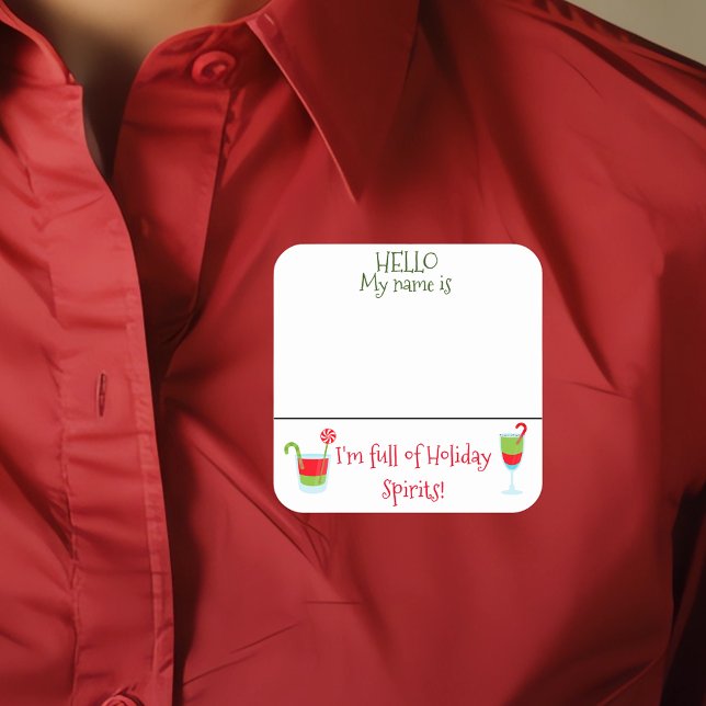 Étiquette de Noël Cocktail Nom de la fête Badge (Créateur téléchargé)