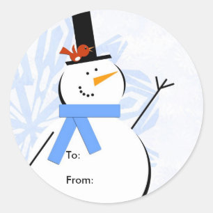 Étiquette de Noël de bonhomme de neige, à : De