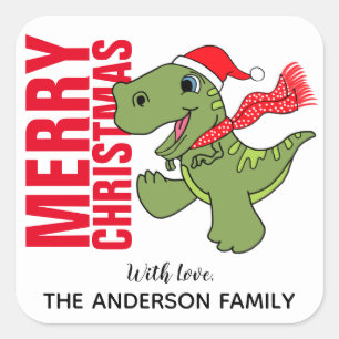Étiquette de Noël Dinosaur