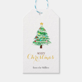 Étiquette de Noël festive avec sapin de Noël