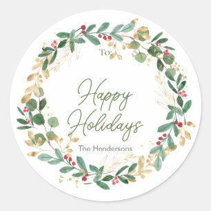 Étiquette de Noël Foliing Red Berry