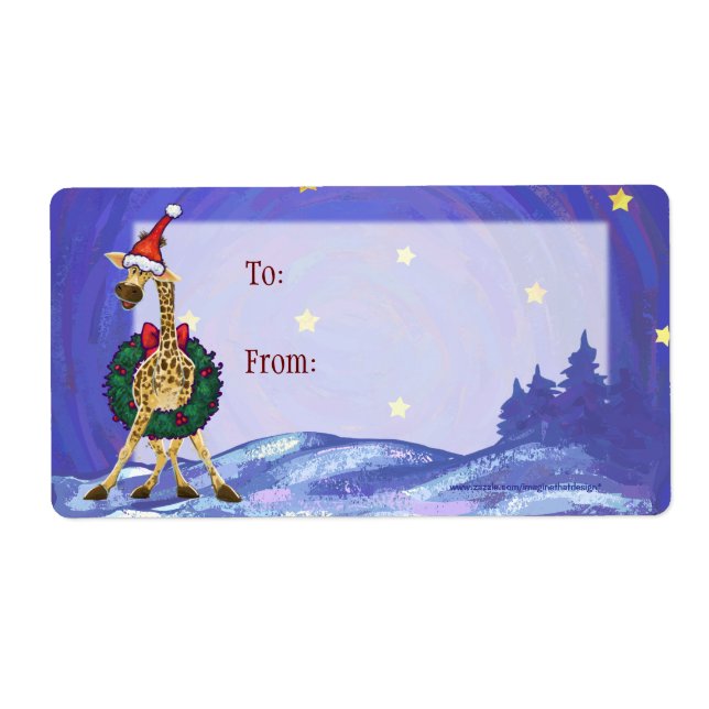 Étiquette de Noël Giraffe (Devant)