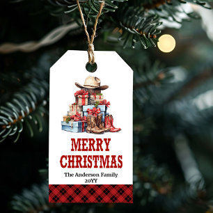 Étiquette de Noël occidentale rustique modifiable
