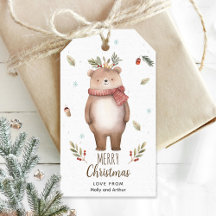 Étiquette de Noël personnalisée avec une jolie our