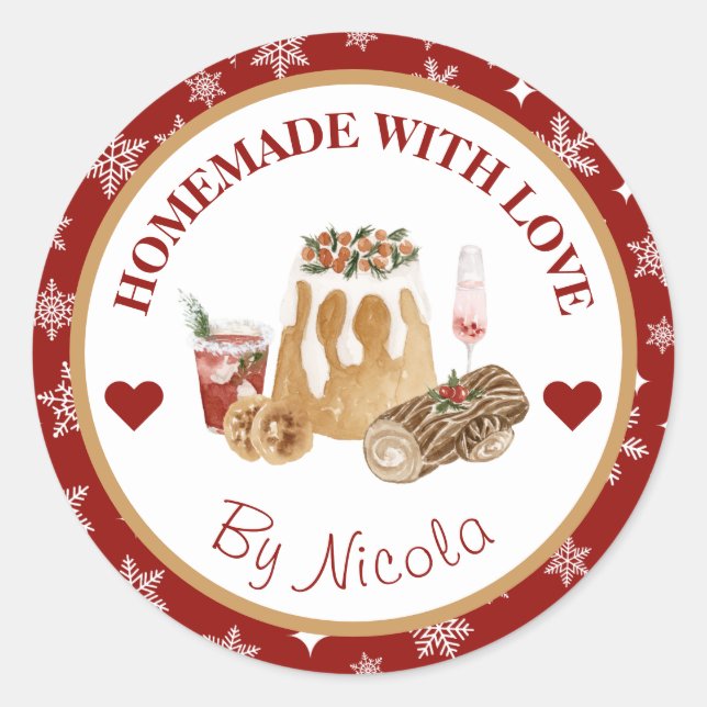 Étiquette de Noël pour la pâtisserie maison (Devant)