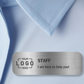 Étiquette de nom classique en argent Logo Texte