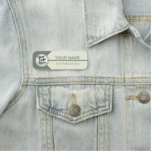 Étiquette de nom Crème Vert Sauge Minimaliste