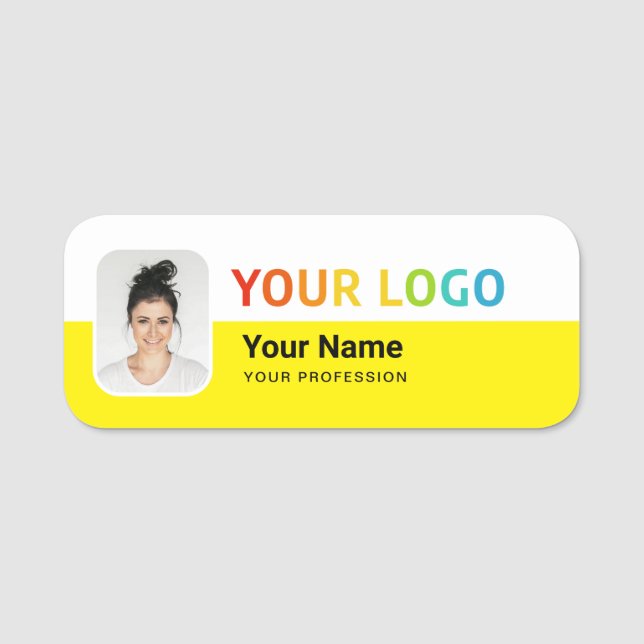 Étiquette de nom de l'employé avec logo, photo, br (Devant)