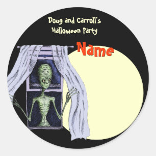Étiquette de nom de partie de Halloween - alien