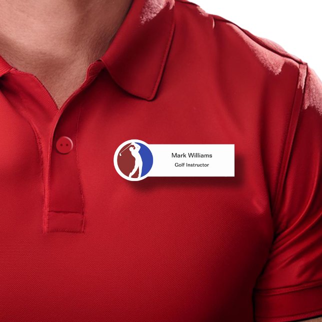 Étiquette de nom de thème d'instructeur de golf pr (Créateur téléchargé)