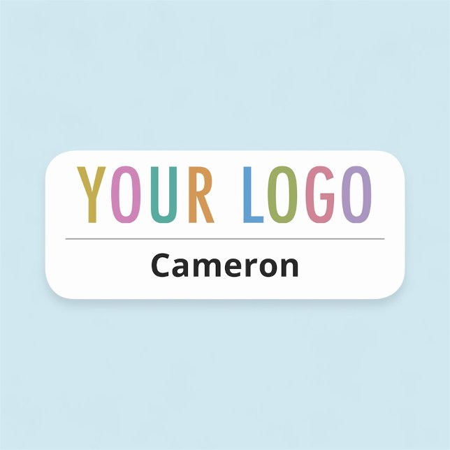Étiquette de nom d'épingle de sécurité avec logo d (MISOOK Rounded Corners White Nametag with Logo)