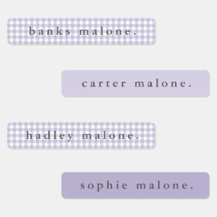 Étiquette de nom étanche Gingham Violet