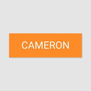 Étiquette de nom Orange moderne Magnétique ou Épin