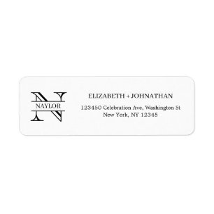Étiquette de noms de monogramme noir et blanc simp