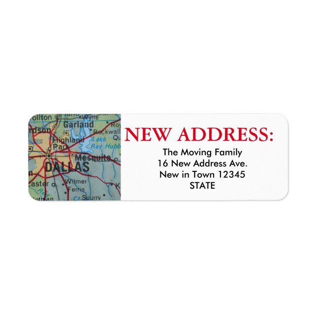 Étiquette de nouvelle adresse Dallas (Devant)