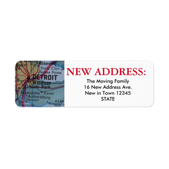 Étiquette de nouvelle adresse de Detroit (Devant)