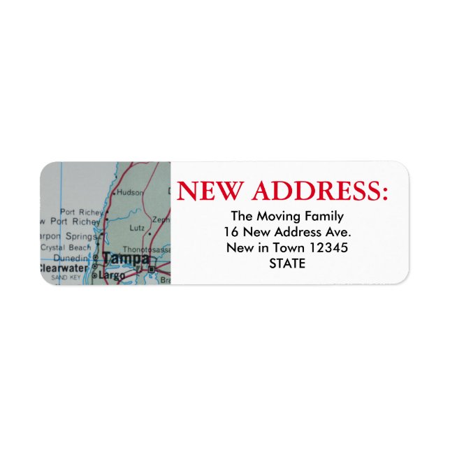 Étiquette de nouvelle adresse Tampa (Devant)