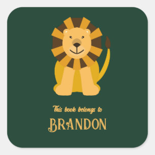 Étiquette de page de garde de livre Lion Safari Ju