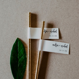Étiquette de paille de mariage écrite à la main en