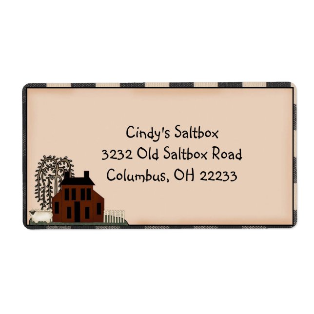 Étiquette de pays Saltbox primitif (Devant)
