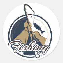Étiquette de pêche ronde - Sticker de pêche