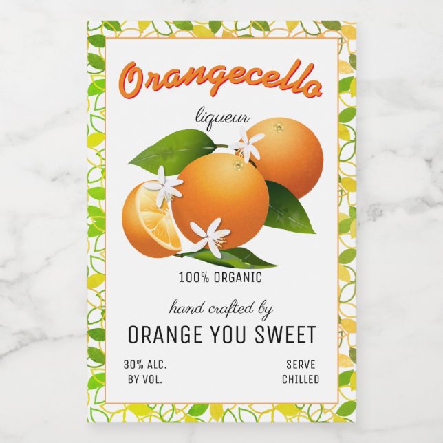 Étiquette de petite bouteille Orangecello moderne (Étiquettes simples)