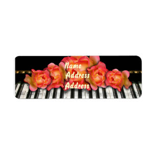Étiquette de piano de roses de clavier