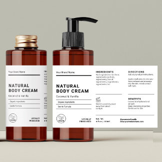 Étiquette de pochette de flacon de lotion corporel