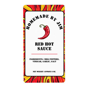 Étiquette de poivre de sauce chaud rouge moderne