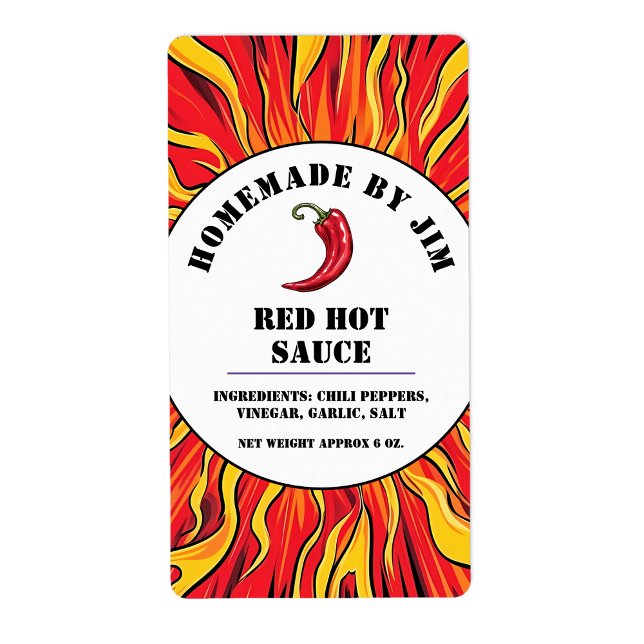Étiquette de poivre de sauce chaud rouge moderne (Créateur téléchargé)