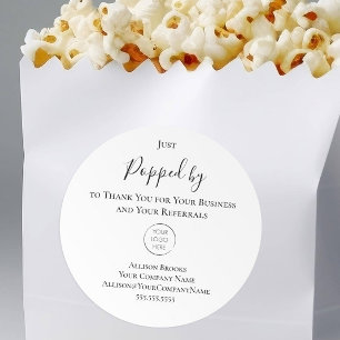 Étiquette de popcorn « Pop By » pour agent immobil