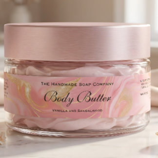 Étiquette de pot de beurre corporel en or rose dél