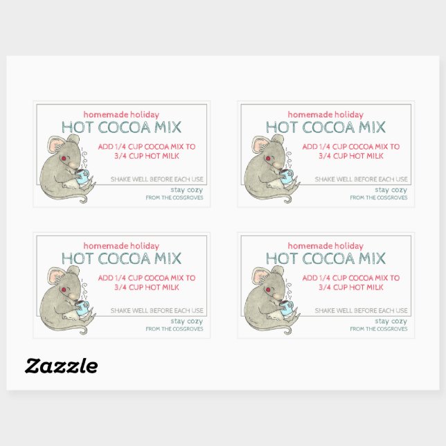 Étiquette de pot de cacao chaud de vacances fait m (Feuille)