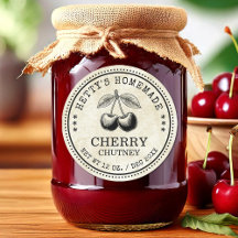 Étiquette de pot de chutney de cerise pour vos rec