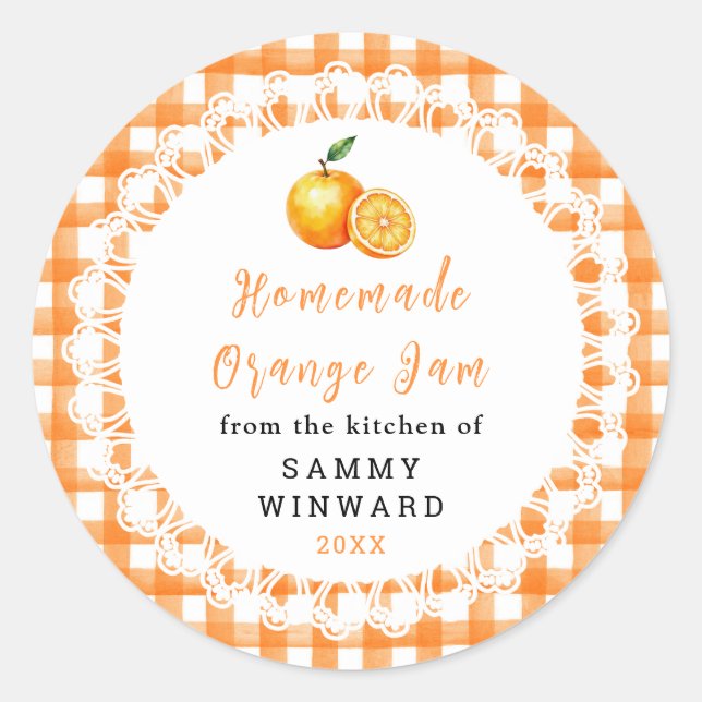 Étiquette de pot de confiture d'orange maison (Devant)