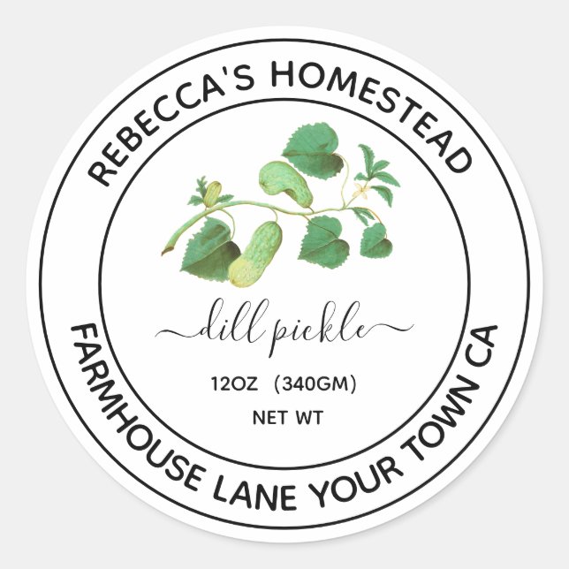 Étiquette de pot de conserve style pickle au fenou (Devant)