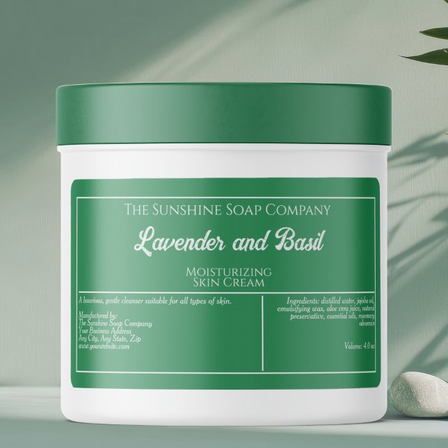Étiquette de pot de cosmétique vert et blanc (Créateur téléchargé)