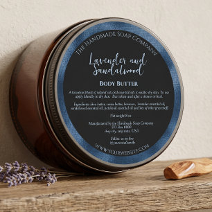 Étiquette de pot de cosmétiques Noir et Bleu avec