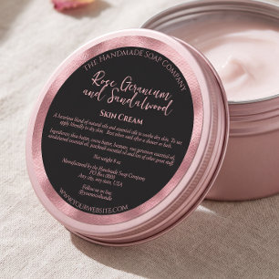 Étiquette de pot de cosmétiques noir et rose de lu