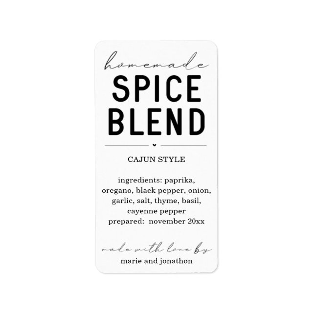 Étiquette de pot de mélange d'épices maison person (Devant)
