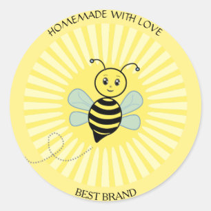 Étiquette de pot de miel abeille heureuse mignonne