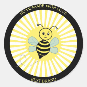 Étiquette de pot de miel Abeille Mignonne Joyeuse 