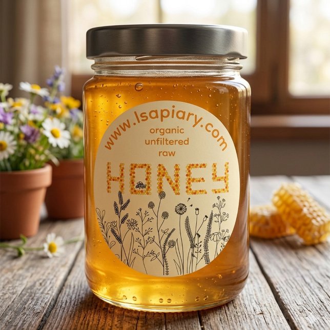 Étiquette de pot de miel d'apiculture biologique (Créateur téléchargé)