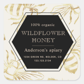 étiquette de pot de miel de la reine d'or vintage