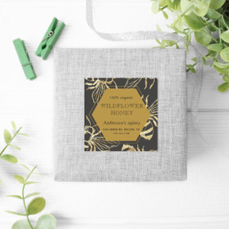 étiquette de pot de miel de la reine d'or vintage