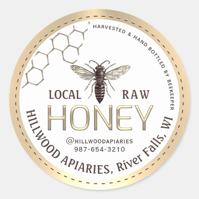 Étiquette de pot de miel de reine abeille locale c (Devant)