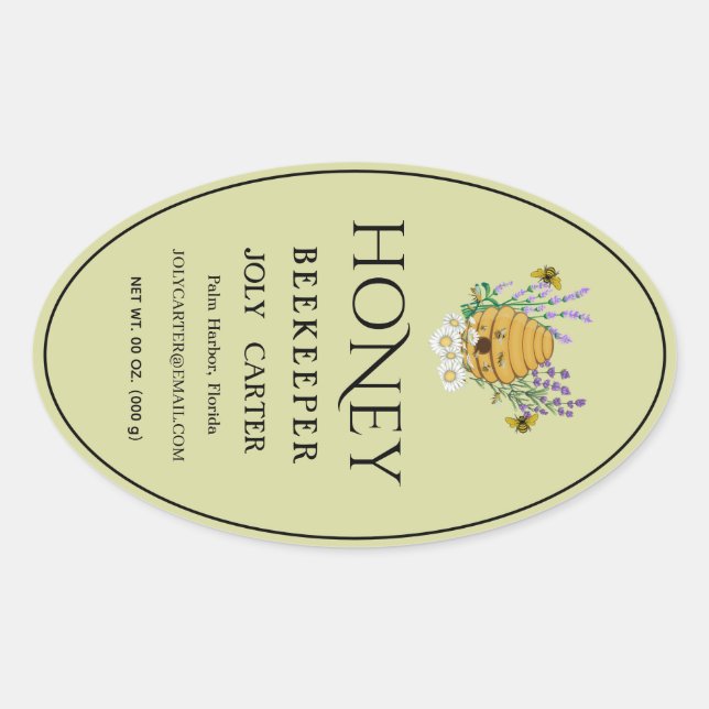 Étiquette de pot de miel Ivory 24 oz Queenline (Devant)