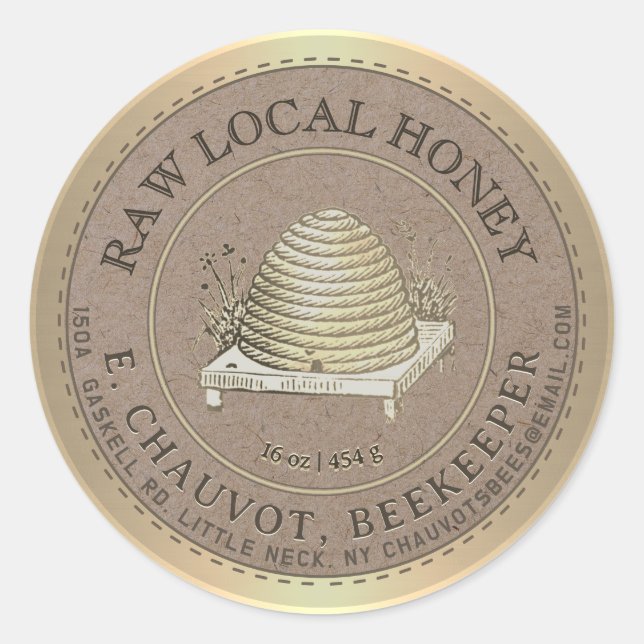 Étiquette de pot de miel kraft à soupe de miel (Devant)