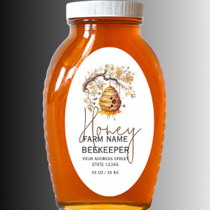 Étiquette de pot de miel Queenline 32 oz en aquare